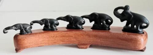 5 Bronzen olifanten op voetstuk van groot naar klein, Antiek en Kunst, Antiek | Overige Antiek, Ophalen of Verzenden