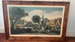 Oude prent in houten lijst, ca. 100x50cm, Ophalen