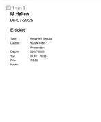 IJ-hallen Amsterdam, Tickets en Kaartjes
