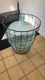 Brocante gistfles met mand 65 cm hoog, Antiek en Kunst, Ophalen