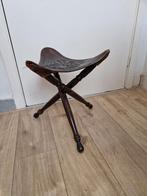 Vintage zonnegod tuig krukje driepoot reiskruk, Huis en Inrichting, Krukjes, Ophalen of Verzenden, Gebruikt, Hout