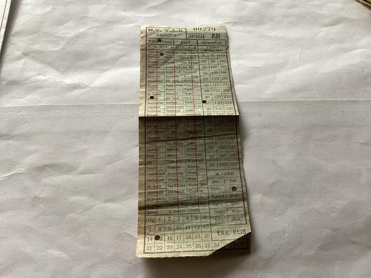 Oude N.V.A.D. Buskaart - Zeldzaam!, Verzamelen, Spoorwegen en Tramwegen, Gebruikt, Bus of Metro, Kaart of Prent, Ophalen of Verzenden