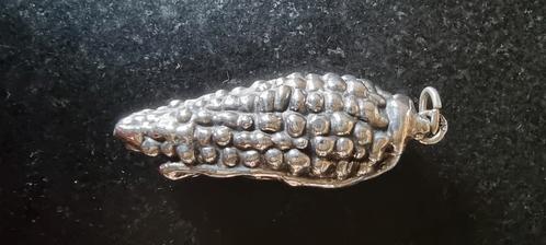 Zilveren vintage hanger maiskolf, Sieraden, Tassen en Uiterlijk, Kettinghangers, Zo goed als nieuw, Zilver, Zilver, Overige voorstellingen