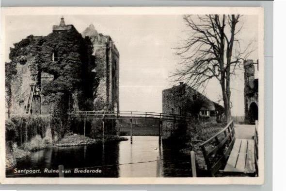 Santpoort Ruine van Brederode, Verzamelen, Ansichtkaarten | Nederland, Ongelopen, Noord-Holland, 1940 tot 1960, Verzenden