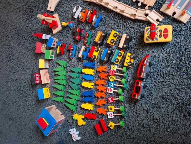 Houten Treinbaan Set - Veel Onderdelen!, Kinderen en Baby's, Speelgoed | Overig, Gebruikt, Jongen of Meisje, Ophalen of Verzenden