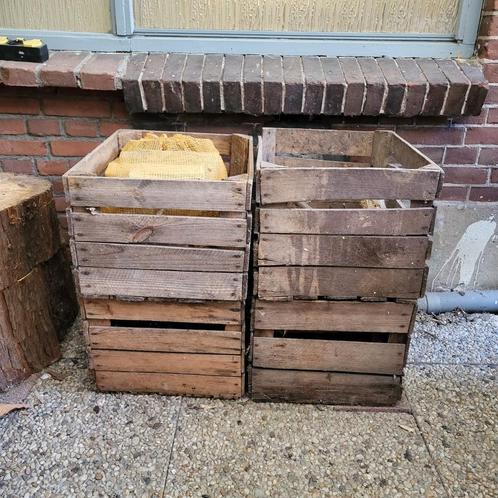 Vintage houten kistjes / fruitkisten – set van 4, Huis en Inrichting, Woonaccessoires | Kisten, Gebruikt, Minder dan 50 cm, Minder dan 50 cm