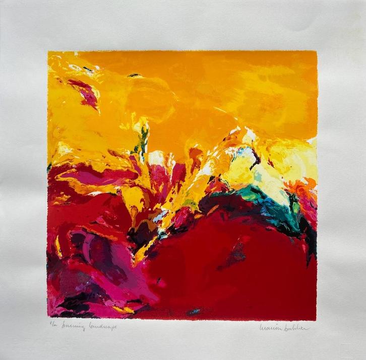 Zeefdruk Marion Bakker - Burning landscape, Antiek en Kunst, Kunst | Litho's en Zeefdrukken, Ophalen of Verzenden