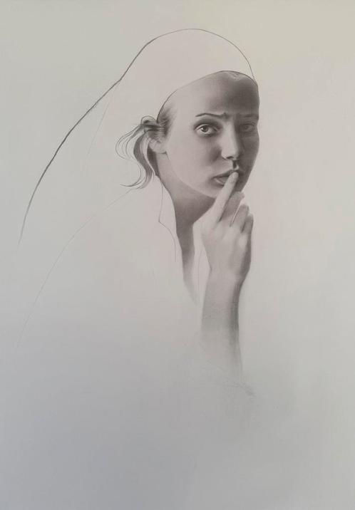 Originele GROTE tekening 50x70 cm, Antiek en Kunst, Kunst | Tekeningen en Foto's, Ophalen