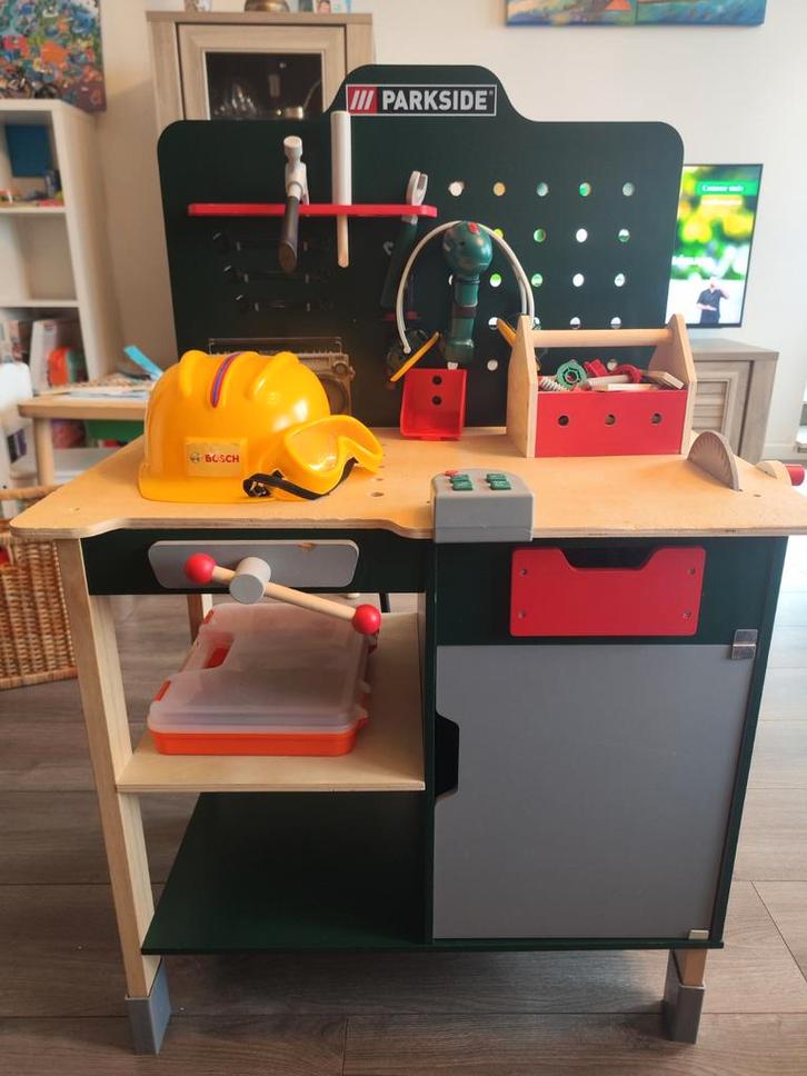 Workbench Playtive with extras Bosch, Kinderen en Baby's, Speelgoed | Speelkeukens, Gebruikt, Speelkeuken, Hout, Ophalen