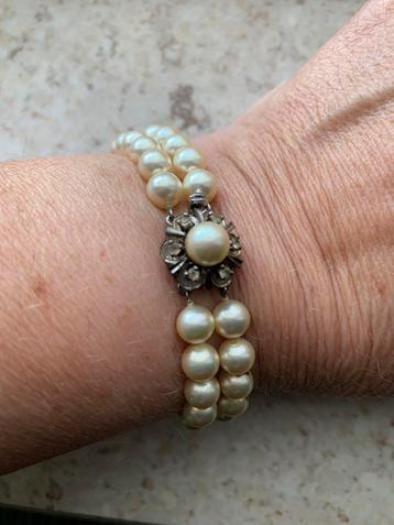 Zilveren armband met parels en steentjes Vintage 835 beschikbaar voor biedingen