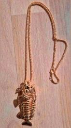 Nieuwe Goudkleurige 3D Ketting met Vis Hanger, Ophalen of Verzenden, Nieuw, Goud, Overige materialen