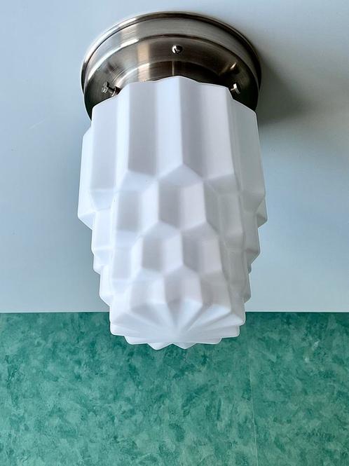 Art Deco Gispen Plafonniere model Deco Coupe Small, Huis en Inrichting, Lampen | Plafondlampen, Zo goed als nieuw, Glas, Metaal