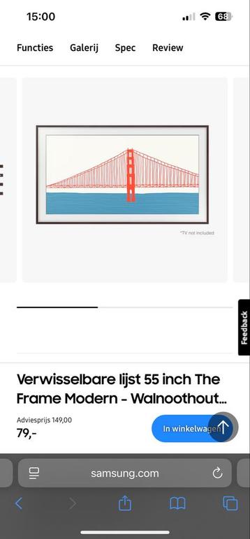 Samsung The Frame 55 inch Wissellijst - Bruin beschikbaar voor biedingen