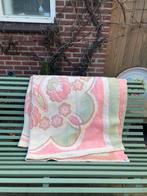 Toffe retro wollen deken roze groen pasteltinten, Ophalen of Verzenden, Zo goed als nieuw