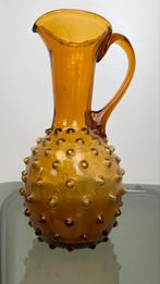 Vintage amberkleurige Empoli vaas Italiaanse karaf glas, Ophalen of Verzenden