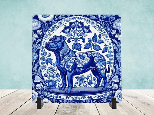 Staffordshire Bull Terriër Delfts Blauw tegel incl voet, Huis en Inrichting, Woonaccessoires | Overige, Nieuw, Ophalen of Verzenden