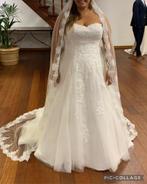 Strapless trouwjurk met veter en bijpassende sluier, Verzenden, Zo goed als nieuw, Wit, Trouwjurk