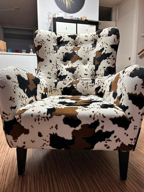 Koeienprint Relaxfauteuil of relaxstoel met Kussen, Huis en Inrichting, Fauteuils, Gebruikt, Stof, 75 tot 100 cm, 75 tot 100 cm