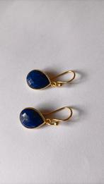 Fraaie zilver vergulde oorbellen met Lapis Lazuli, Hangers, Verzenden, Nieuw, Met edelsteen