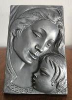 Vintage pewter relief Madonna met kind, Ophalen of Verzenden