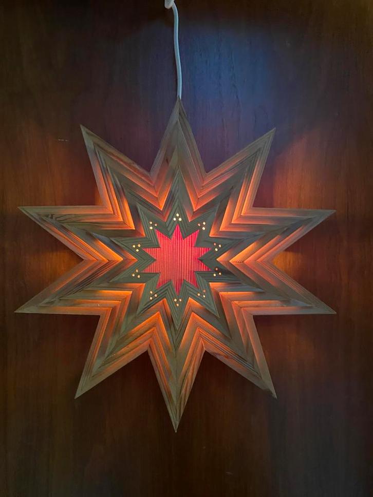 Houten kerstster met verlichting, Diversen, Kerst, Gebruikt, Ophalen of Verzenden
