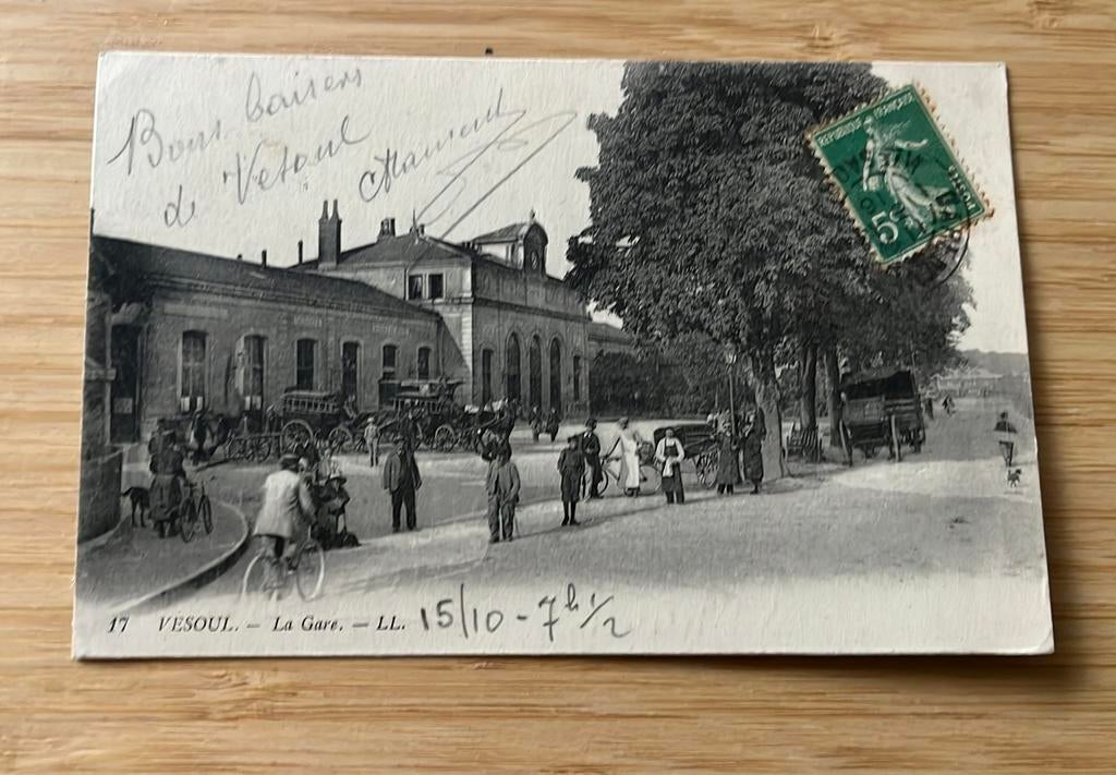 Vesoul Station rijtuigen koets, Ophalen of Verzenden, Voor 1920, Gelopen, Frankrijk