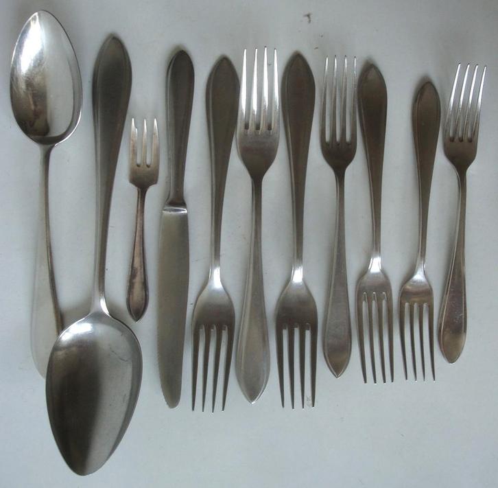 Gero, Sola en Flesva bestek Puntfilet, 11 onderdelen, Antiek en Kunst, Antiek | Bestek, Ophalen of Verzenden