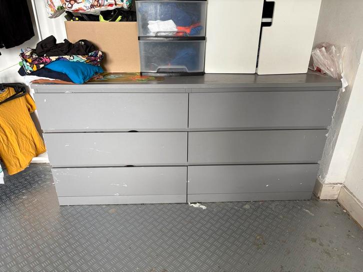 IKEA Malm ladekast grijs, Huis en Inrichting, Kasten | Kledingkasten, Gebruikt, 100 tot 150 cm, 50 tot 75 cm, Met lade(s), Overige materialen