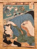 Antieke Japanse shunga houtblok prent, Antiek en Kunst, Verzenden