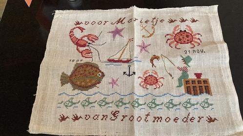 Merklap Marietje 1967 Grootmoeder Oud borduurwerk, Antiek en Kunst, Antiek | Kleden en Textiel, Verzenden