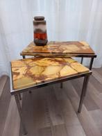 Onyx tafels. Vintage bijzettafels. Mid Century. Retro. Tafel, Gebruikt, Minder dan 55 cm, Hout, Ophalen