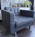 Ikea Landskrona Fauteuil in Gunnared donkergrijs/metaal, Ophalen, Gebruikt, 75 tot 100 cm, Stof