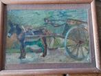 Olieverf marouflage  Ezel voor een kar...1898...A.Boorgade.., Antiek en Kunst, Kunst | Schilderijen | Klassiek, Ophalen of Verzenden