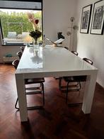 Witte hoogglans eettafel 220x110, Huis en Inrichting, Tafels | Eettafels, Ophalen, Kunststof, Gebruikt, 100 tot 150 cm