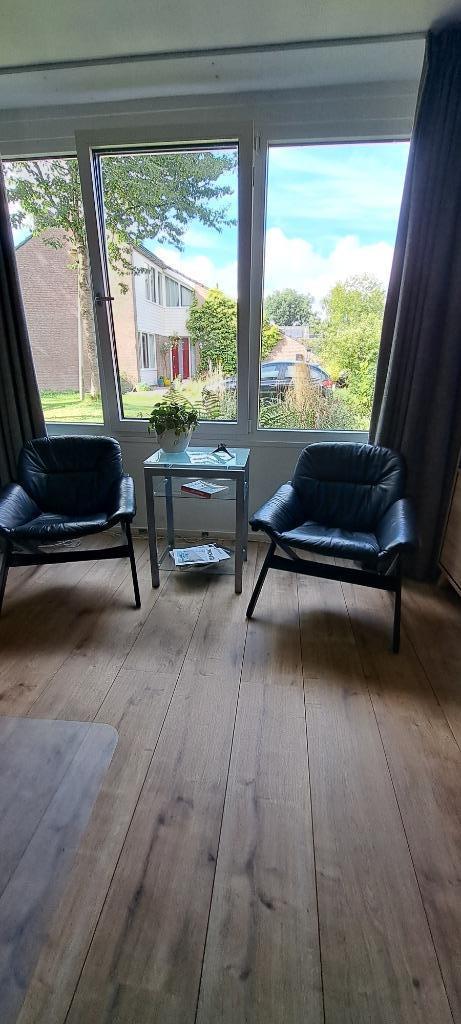 Vintage mid-century design fauteuils, Huis en Inrichting, Fauteuils, Zo goed als nieuw, Leer, 50 tot 75 cm, 75 tot 100 cm, Ophalen