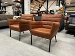 2 Nieuw Label Cocoon Fauteuils bruin leer Design stoel, Huis en Inrichting, Fauteuils, Label van den berg, Nieuw, Ophalen of Verzenden