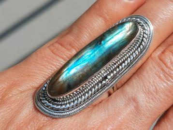 Vanoli Opmerkelijke 925 zilveren ring labradoriet maat 16,5  beschikbaar voor biedingen