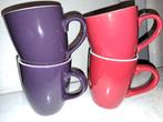 4x Hema mok paars en rood, Ophalen of Verzenden, Zo goed als nieuw, Overige stijlen, Kop(pen) en/of Schotel(s)