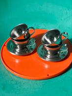 Vintage kop schotel set van 4 INOX 18/10 chrome P.N.B, Antiek en Kunst, Ophalen of Verzenden