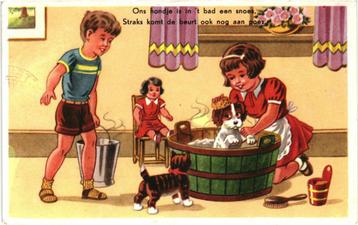 806265 vintage 806266 vintage Kinderkaart Hond in Bad gelope beschikbaar voor biedingen