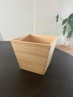 Bloempot hout per twee of één te koop, Tuin en Terras, Ophalen, Minder dan 30 cm, Rond, Zo goed als nieuw