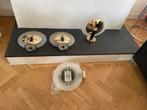 Vier mooie halogeen uplighters, Ophalen of Verzenden, Zo goed als nieuw, Glas, Art deco / tijdloos klassiek