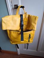 Gele Burkely Rugzak hoog55 breed38cm echt leer zwart/geel, Sieraden, Tassen en Uiterlijk, Tassen | Rugtassen, Overige merken, 25 tot 40 cm
