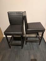 Zwarte barkrukken, half hoog, nette staat, Huis en Inrichting, Barkrukken, Ophalen, Gebruikt, Met voetsteun, 60 tot 90 cm