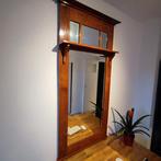 Massief houten halspiegel / wandspiegel – eiken, Antiek en Kunst, Antiek | Spiegels, Ophalen, Rechthoekig, 50 tot 100 cm, 150 tot 200 cm