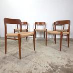 Niels Møller model 75 eetkamerstoel teak nieuw papercord, Ophalen, Bruin, Niels Otto Møller, Zo goed als nieuw