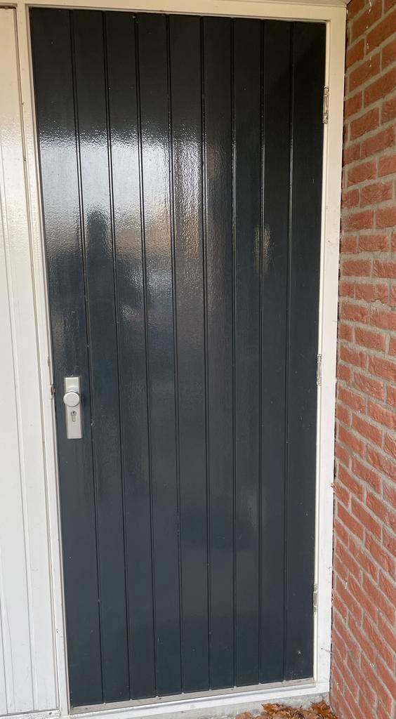 Hardhouten achterdeur / garagedeur, 211,5x83, SKG*** Nemef, Doe-het-zelf en Verbouw, Deuren en Horren, Zo goed als nieuw, Buitendeur