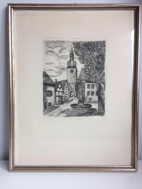 originele ets Arnsberg (Sauerland, Duitsland) Waldemar Hoya?, Antiek en Kunst, Kunst | Etsen en Gravures, Ophalen of Verzenden