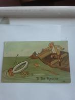 MAN IN SCHOTSE KILT  GOOIT REDDINGSBOEI / TO THE RESQUE, Ophalen of Verzenden, Voor 1920, Voertuig