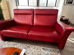 Rode leren bank en fauteuil set, Huis en Inrichting, Banken | Bankstellen, Ophalen, Gebruikt, Minder dan 75 cm, 150 tot 200 cm